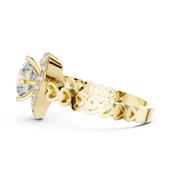 1ct, 2ct, 3ct, 4ct Lab Grown Diamond Sweetheart Halo Ring