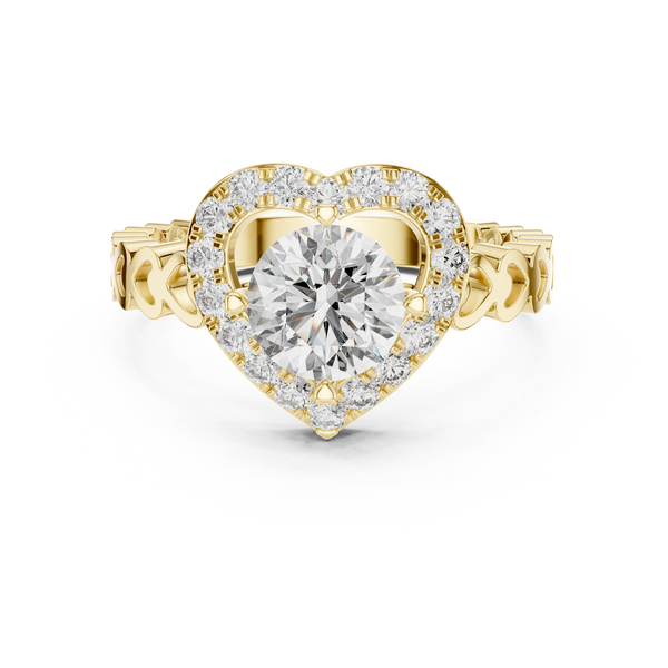 1ct, 2ct, 3ct, 4ct Lab Grown Diamond Sweetheart Halo Ring