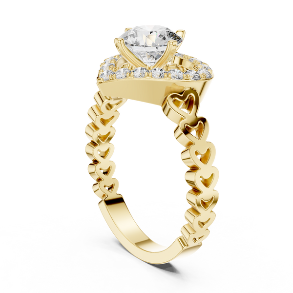1ct, 2ct, 3ct, 4ct Lab Grown Diamond Sweetheart Halo Ring