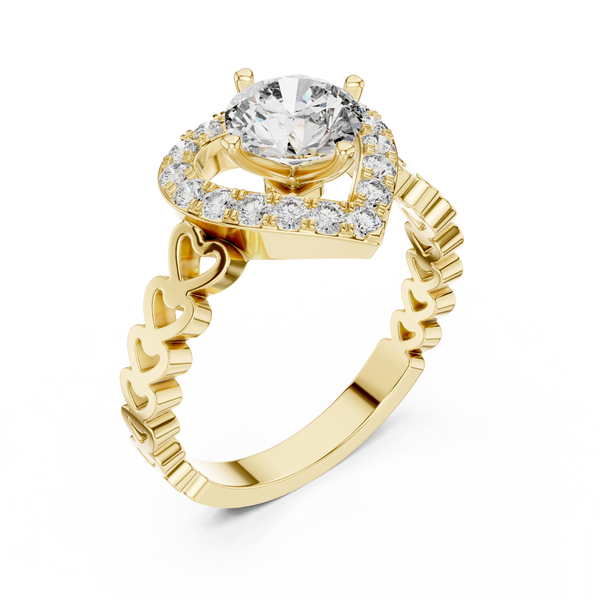 1ct, 2ct, 3ct, 4ct Lab Grown Diamond Sweetheart Halo Ring