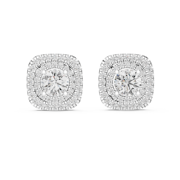 Lab Grown Diamond Earring – Double Halo Studs