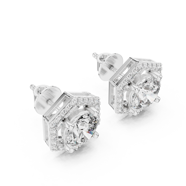 3ct Lab Grown Diamond Hexagon Earrings - ER-0013@7