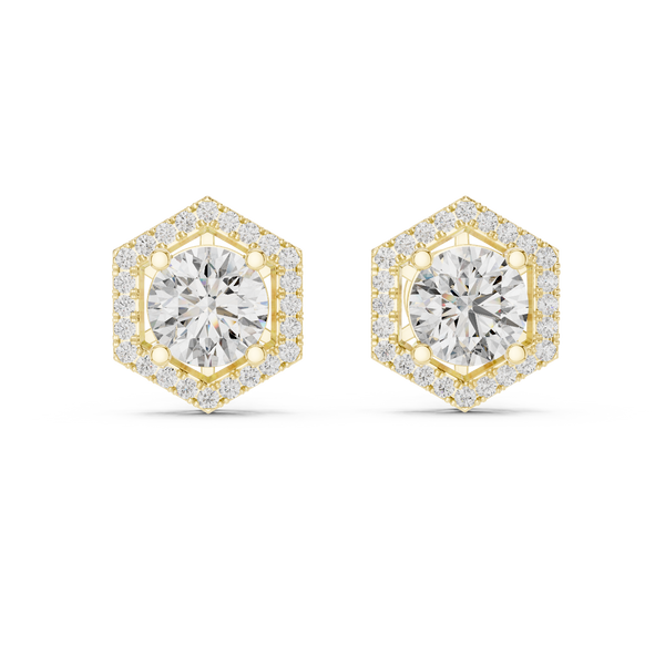3ct Lab Grown Diamond Hexagon Earrings - ER-0013@7