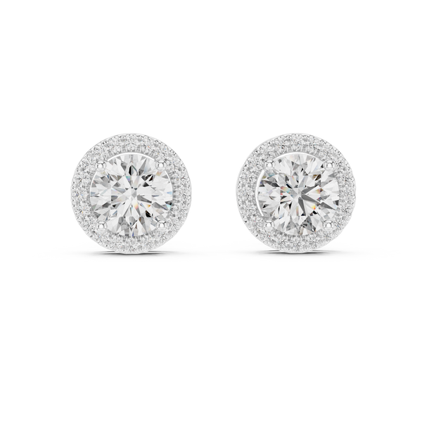 3ct Lab Grown Diamond Halo Stud Earrings - ER-0015@7