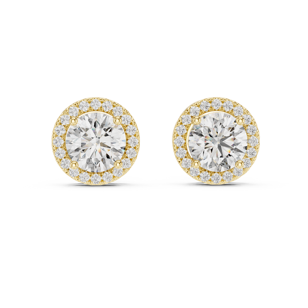 3ct Lab Grown Diamond Halo Stud Earrings - ER-0015@7