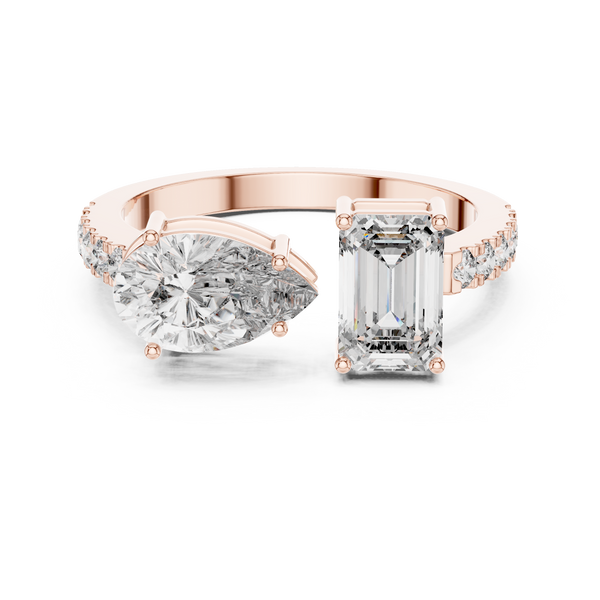 2ct Lab Grown Diamond Harmony Bloom Ring-Pear & Emerald Cut Diamonds