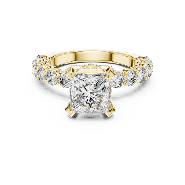 3.75ct Lab Grown Diamond Prism Sovereign Ring-Princess & Round Cut Diamonds