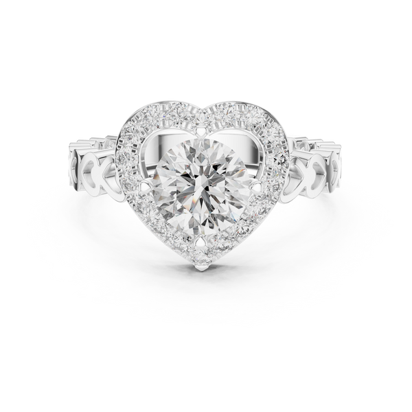 1ct, 2ct, 3ct, 4ct Lab Grown Diamond Sweetheart Halo Ring