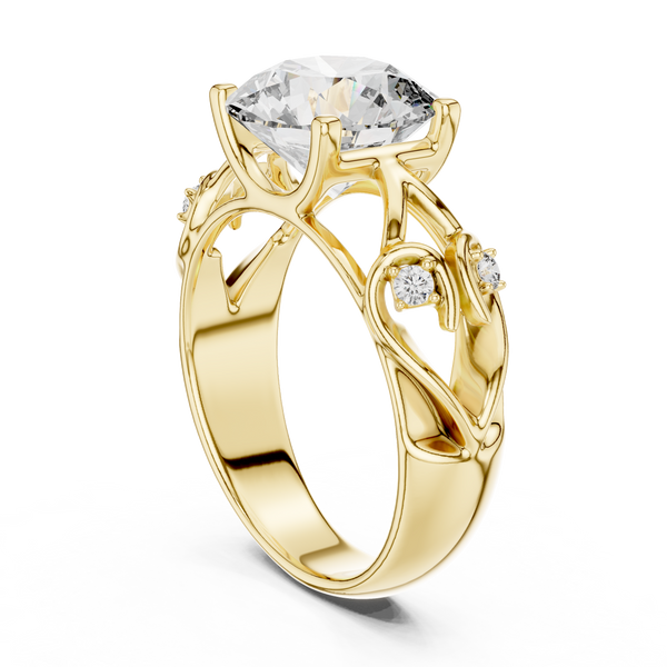 1ct, 2ct, 3ct, 4ct Lab Grown Diamond Vintage Scroll Ring