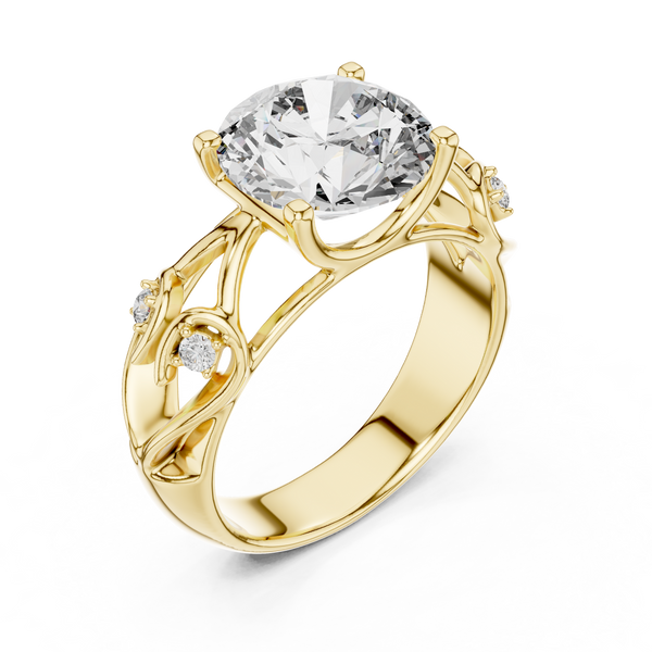 1ct, 2ct, 3ct, 4ct Lab Grown Diamond Vintage Scroll Ring