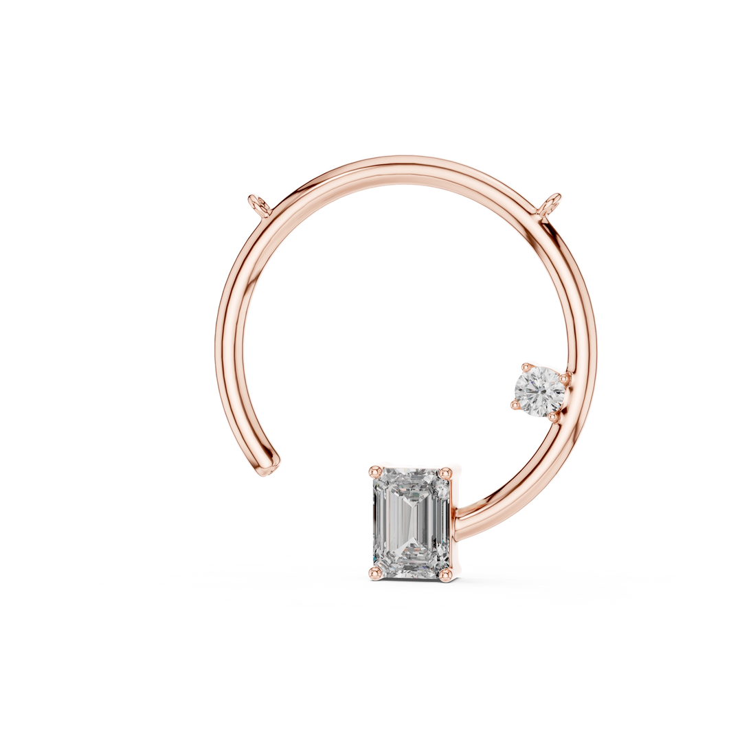 1ct Lab Grown Diamond Pendant - Emerald & Round Cut Diamond 42#360008N@7