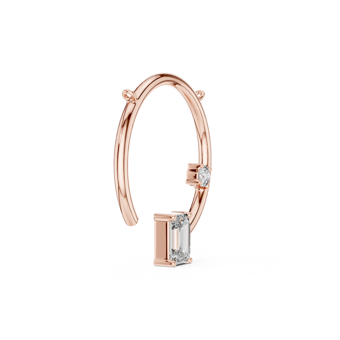 1ct Lab Grown Diamond Pendant - Emerald & Round Cut Diamond 42#360008N@7