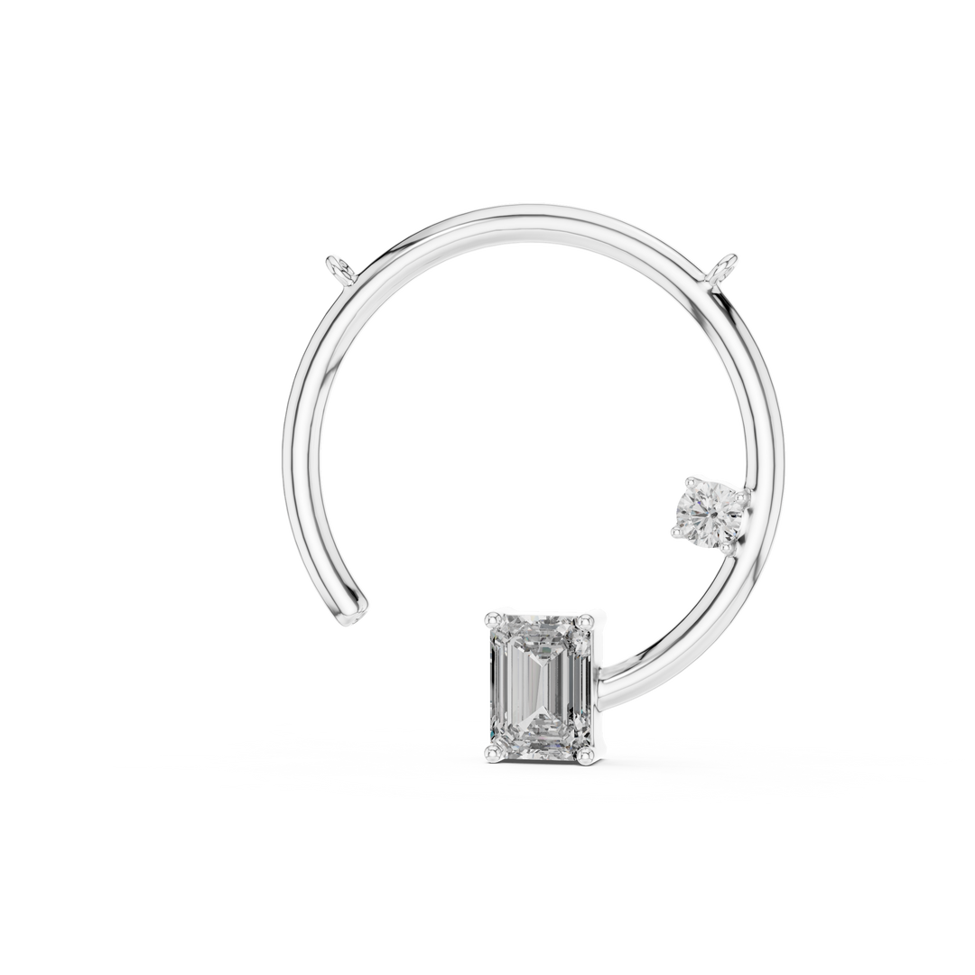 1ct Lab Grown Diamond Pendant - Emerald & Round Cut Diamond 42#360008N@7