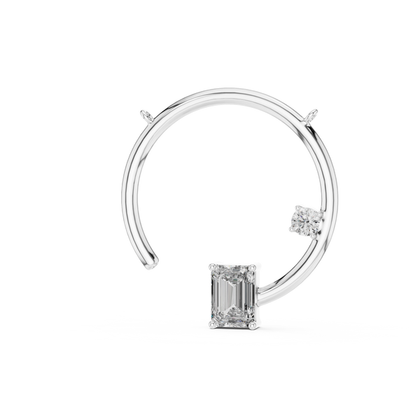 1ct Lab Grown Diamond Pendant - Emerald & Round Cut Diamond 42#360008N@7