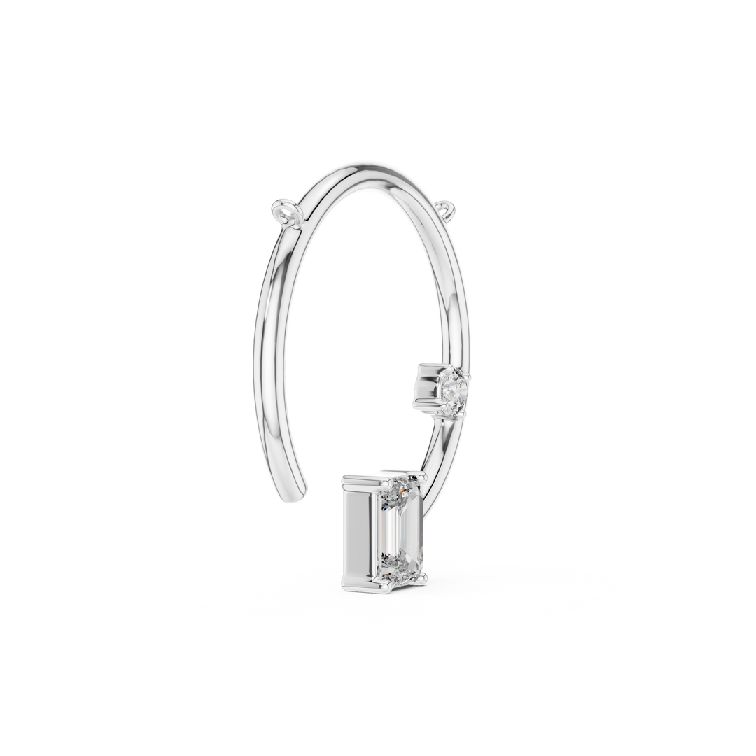 1ct Lab Grown Diamond Pendant - Emerald & Round Cut Diamond 42#360008N@7