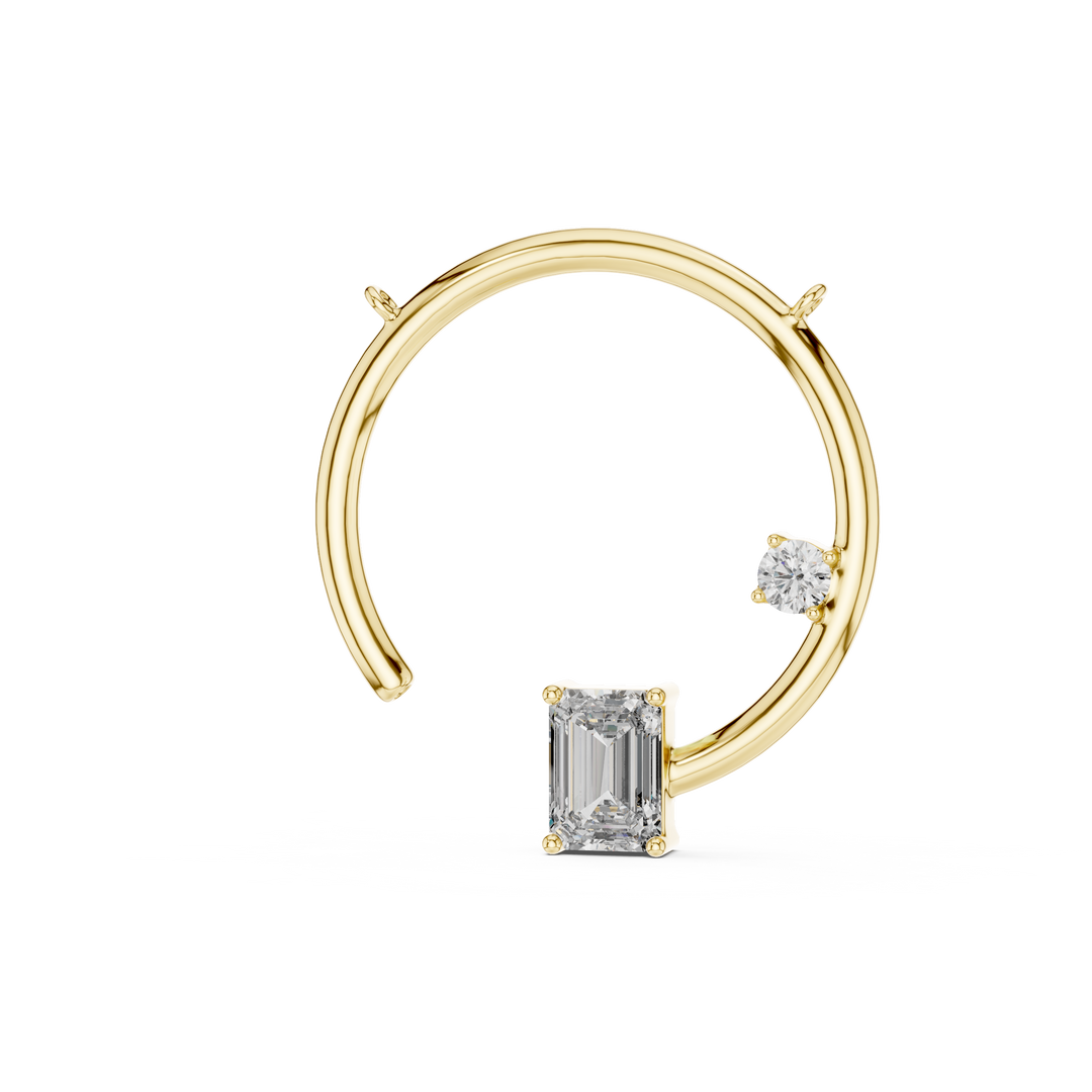 1ct Lab Grown Diamond Pendant - Emerald & Round Cut Diamond 42#360008N@7