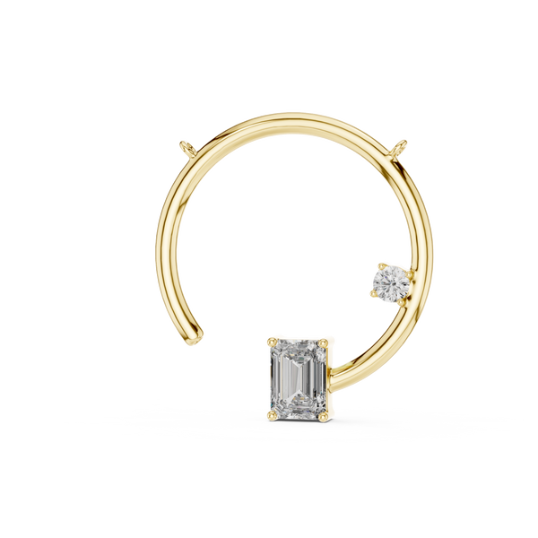 1ct Lab Grown Diamond Pendant - Emerald & Round Cut Diamond 42#360008N@7