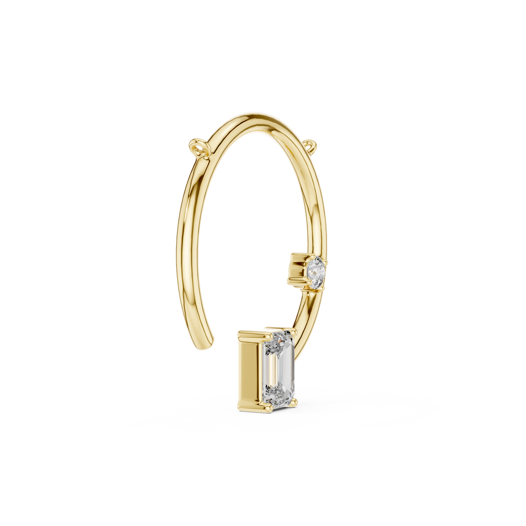 0.98ct Lab Grown Diamond Pendant - Emerald & Round Cut Diamond