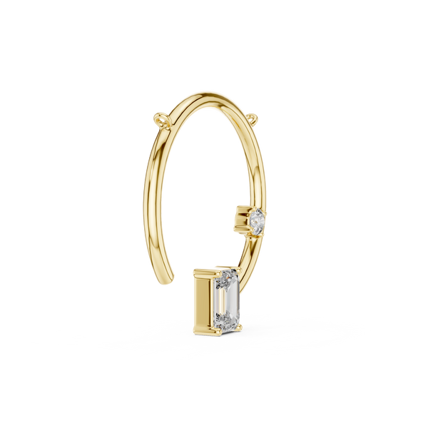 0.98ct Lab Grown Diamond Pendant - Emerald & Round Cut Diamond