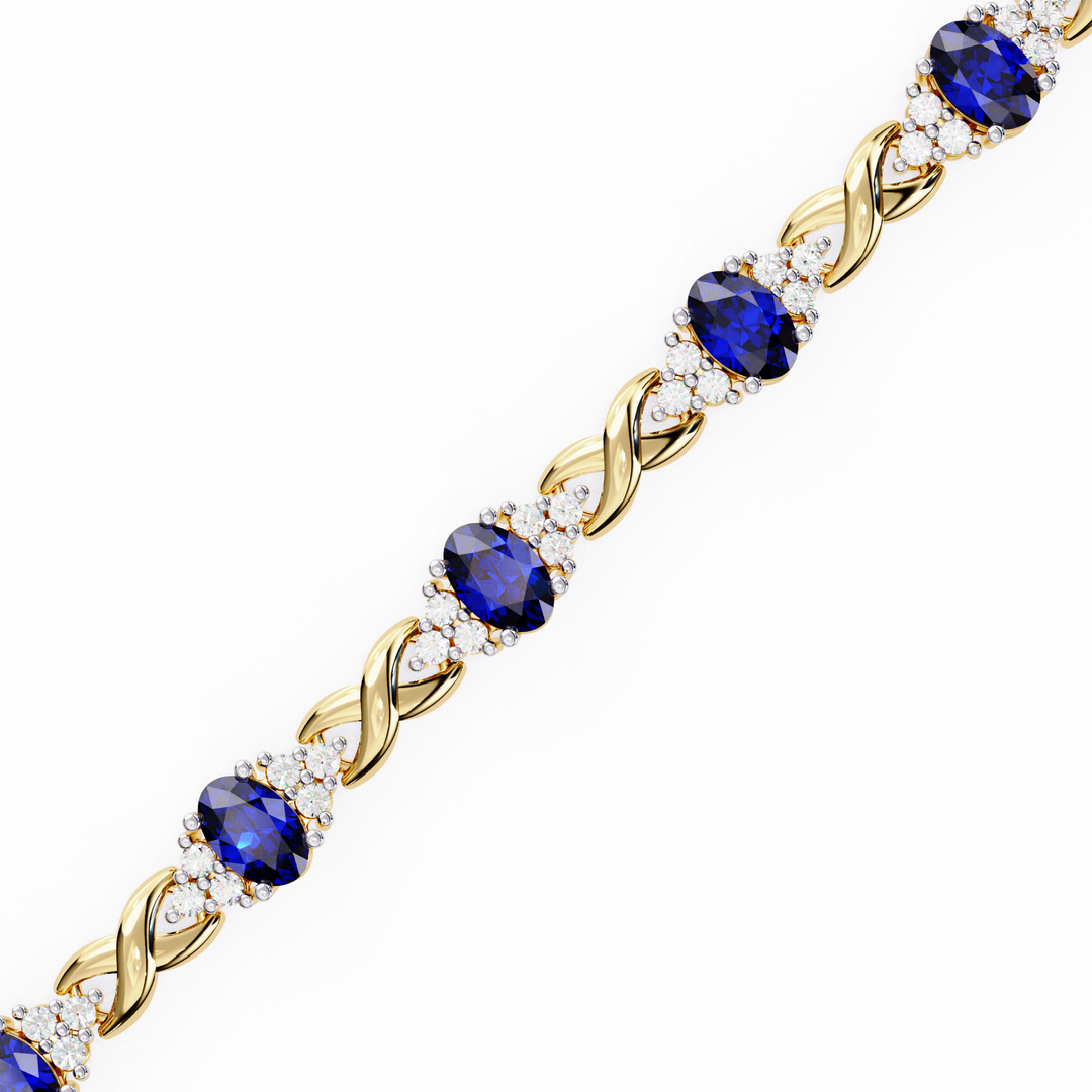6.50ct Blue Sapphire & Lab Grown Diamond Bracelet
