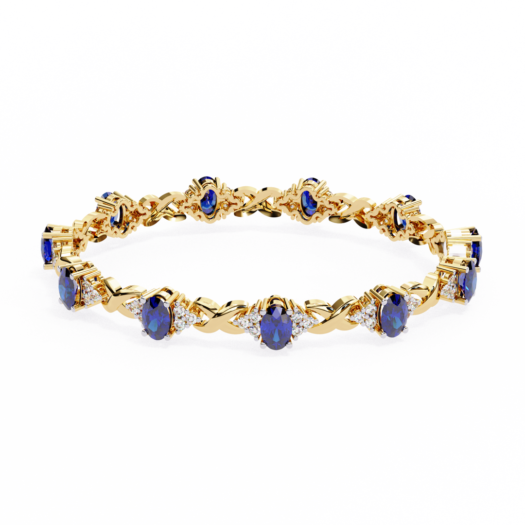 6.50ct Blue Sapphire & Lab Grown Diamond Bracelet