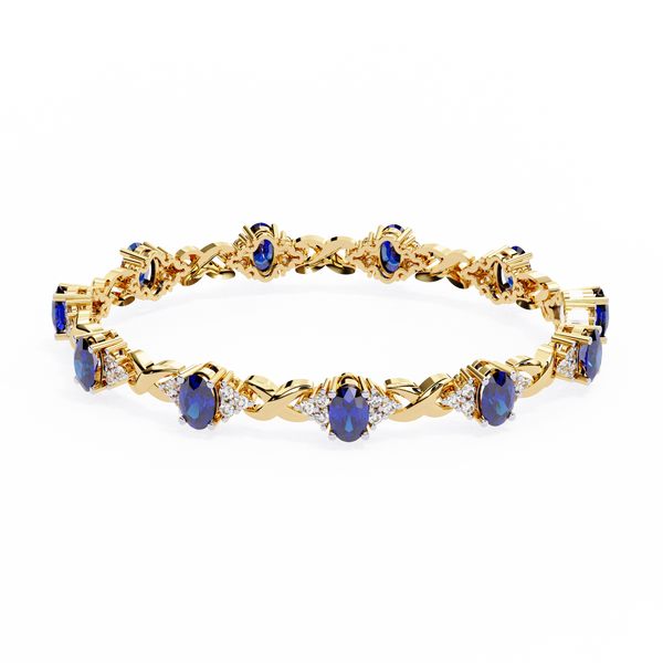 6.50ct Blue Sapphire & Lab Grown Diamond Bracelet