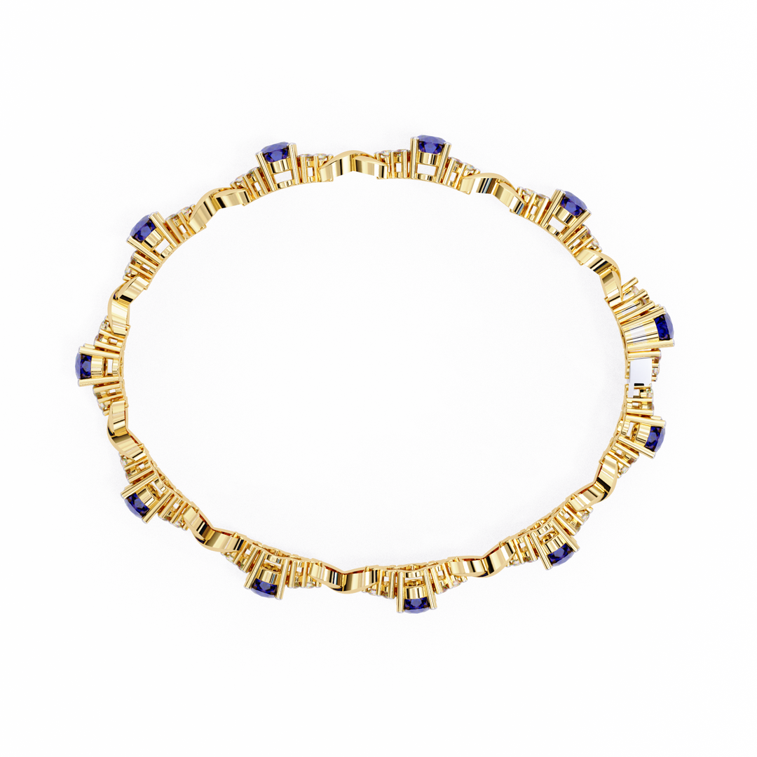 6.50ct Blue Sapphire & Lab Grown Diamond Bracelet
