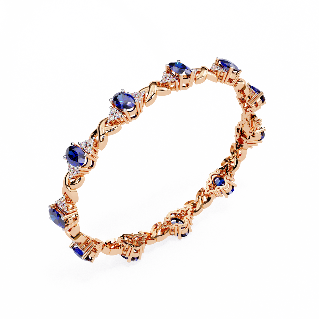 6.50ct Blue Sapphire & Lab Grown Diamond Bracelet