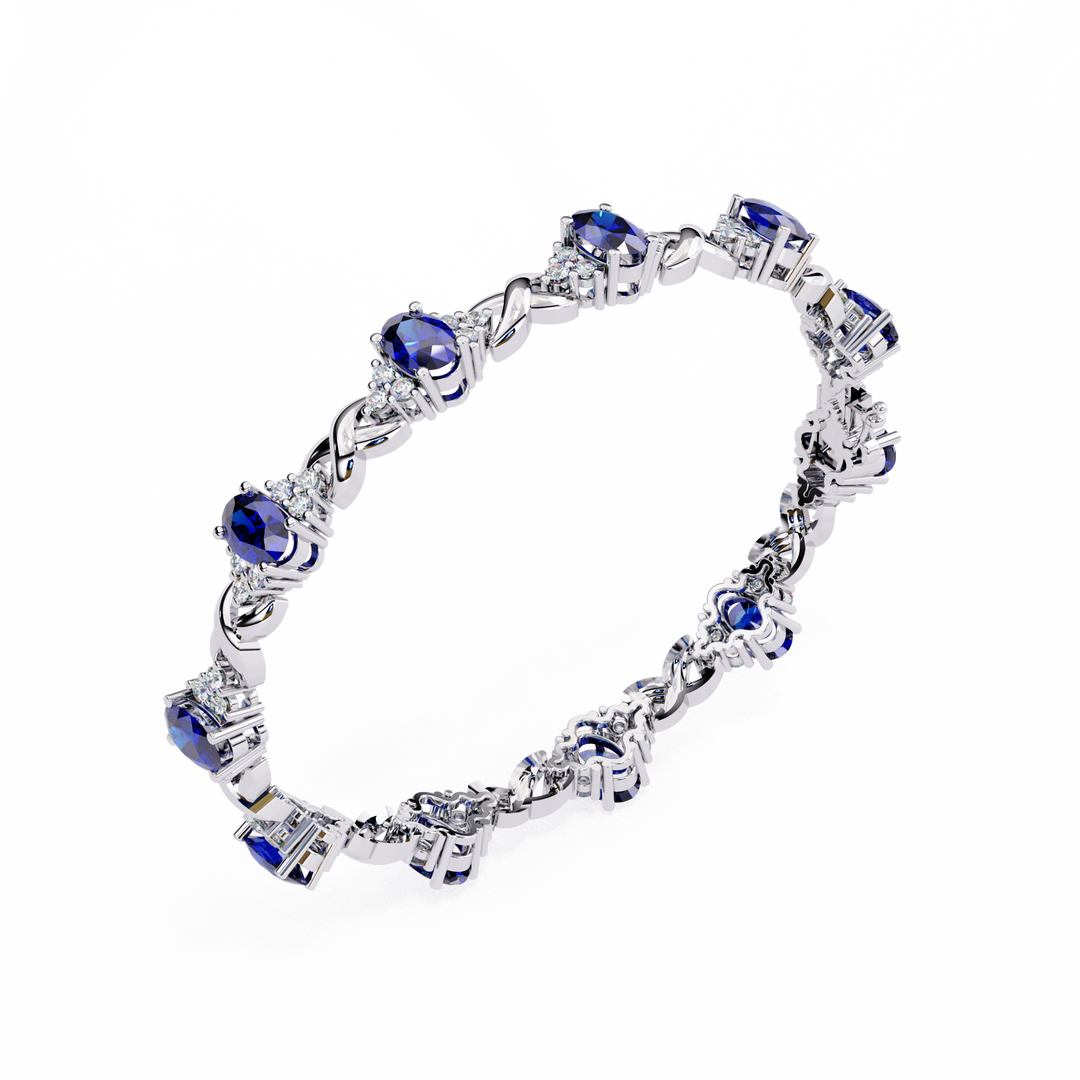 6.50ct Blue Sapphire & Lab Grown Diamond Bracelet