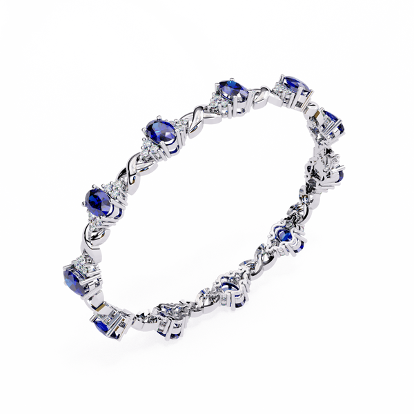 6.50ct Blue Sapphire & Lab Grown Diamond Bracelet
