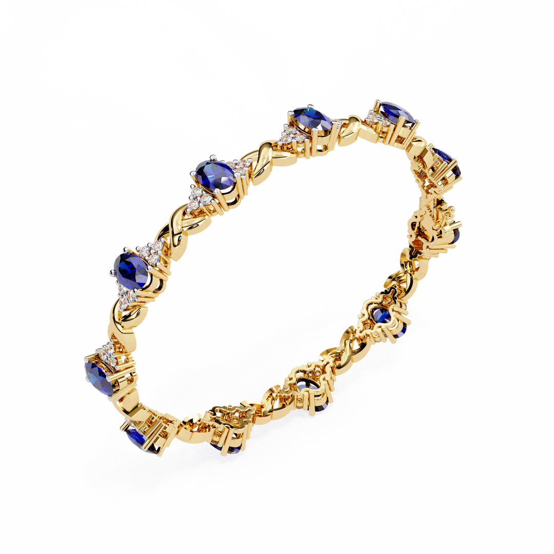6.50ct Blue Sapphire & Lab Grown Diamond Bracelet