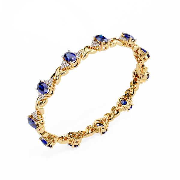 6.50ct Blue Sapphire & Lab Grown Diamond Bracelet