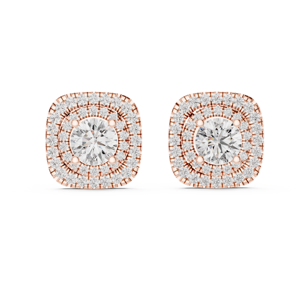 Lab Grown Diamond Earring – Double Halo Studs