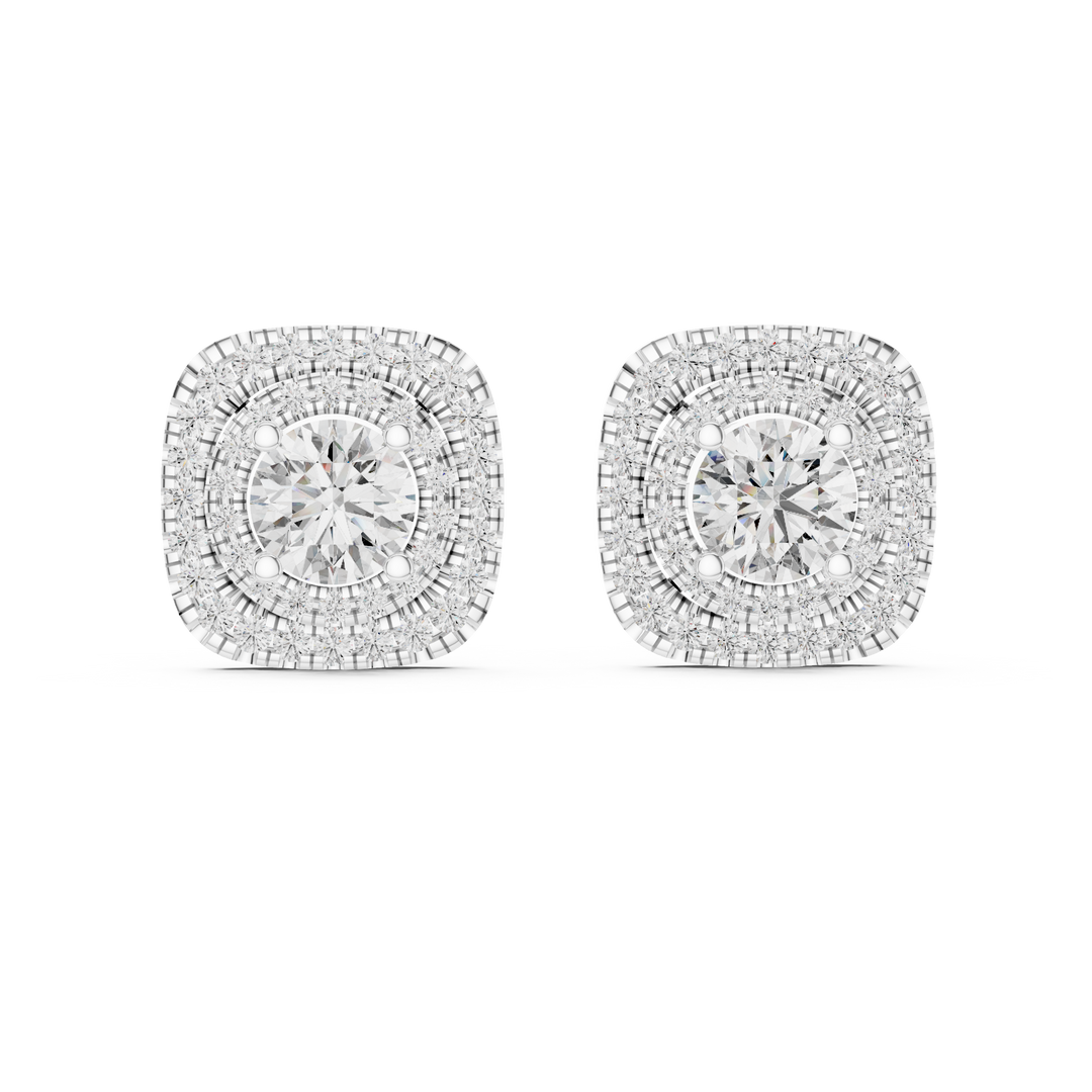 Lab Grown Diamond Earring – Double Halo Studs