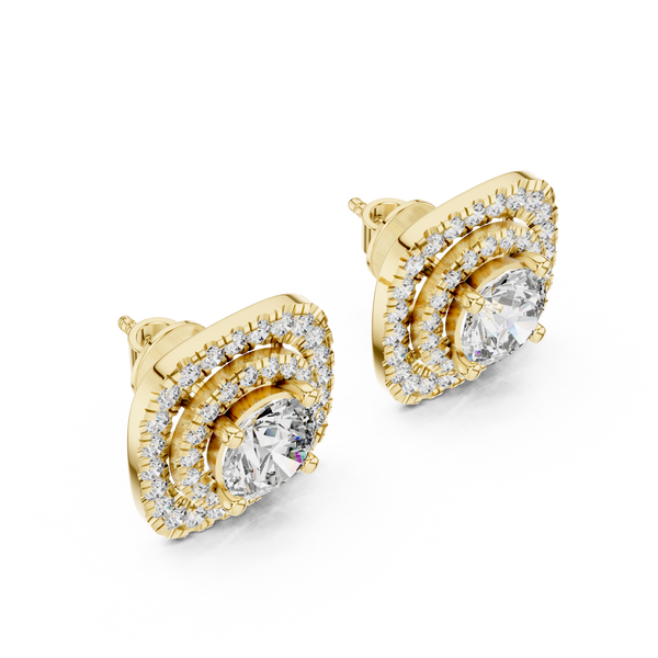 Lab Grown Diamond Earring – Double Halo Studs