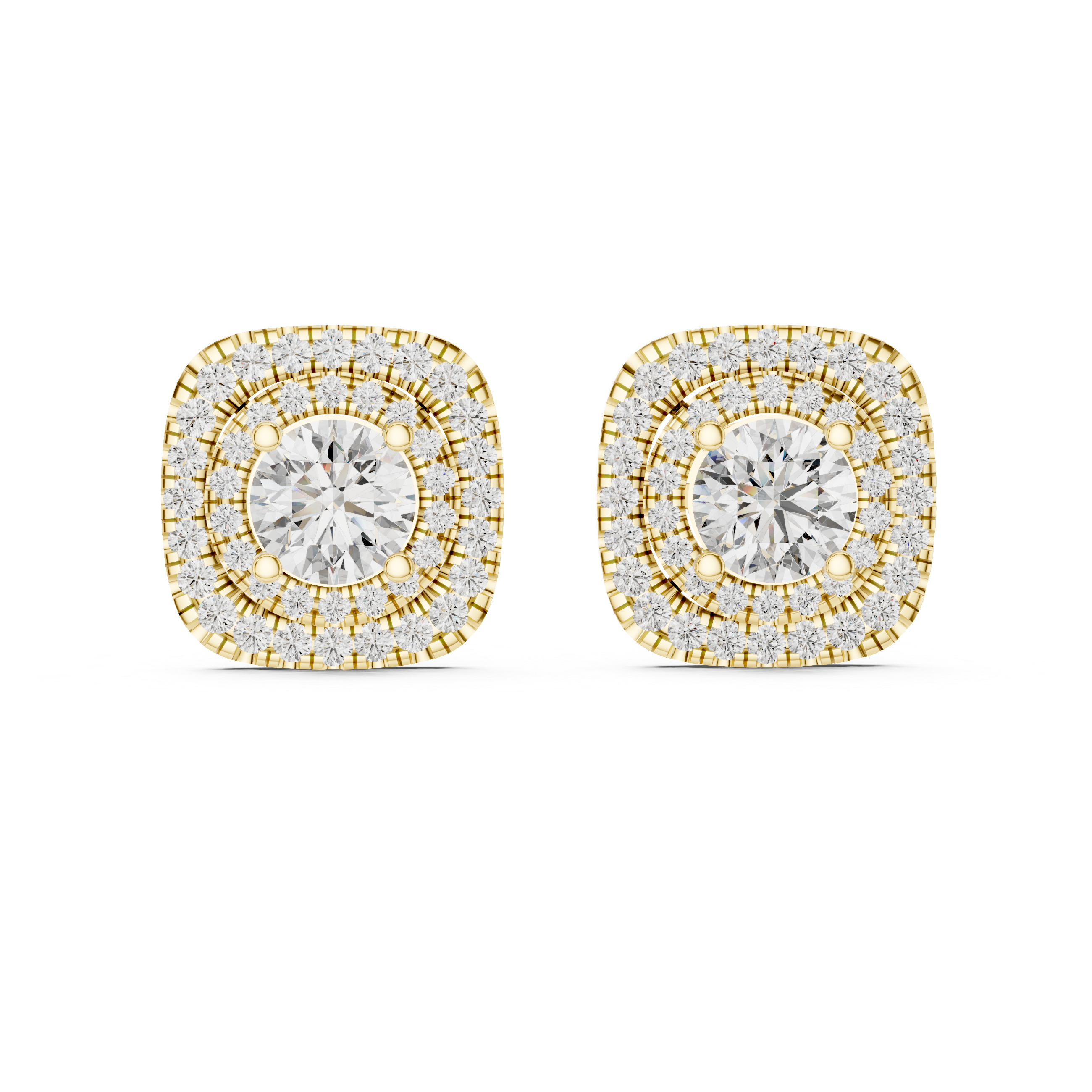 Lab Grown Diamond Earring – Double Halo Studs