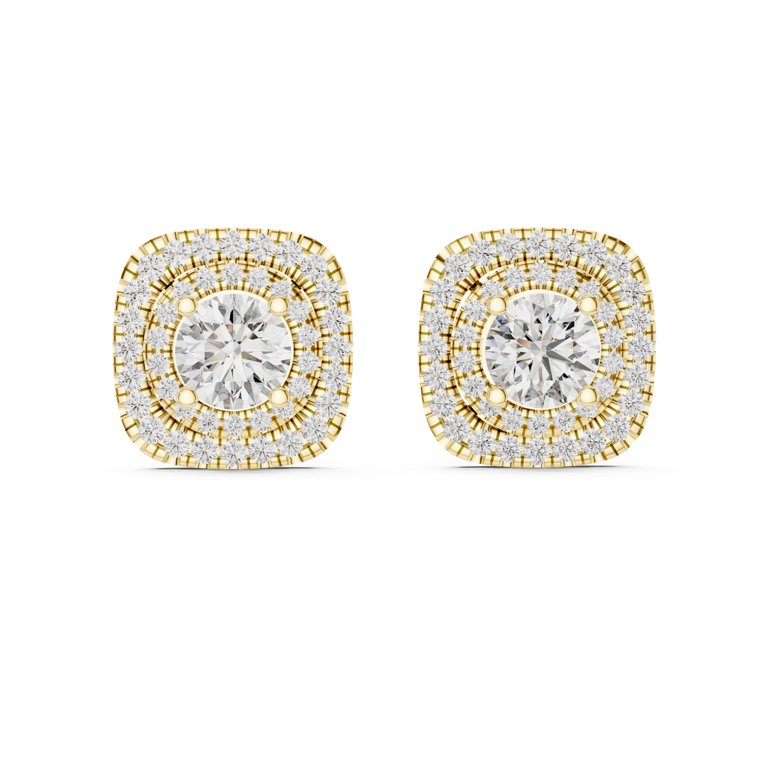 Lab Grown Diamond Earring – Double Halo Studs