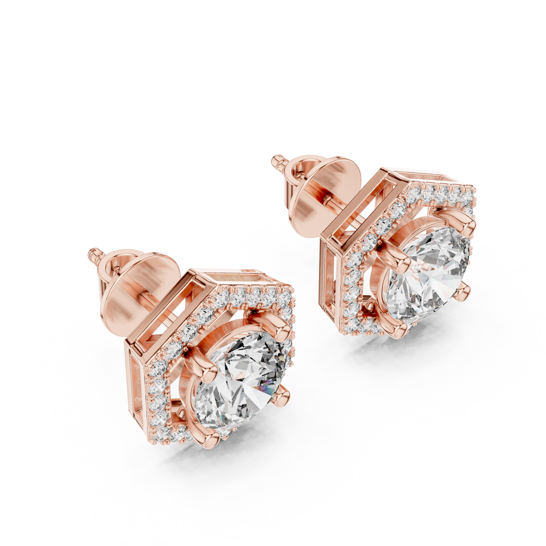 3ct Lab Grown Diamond Hexagon Earrings - ER-0013@7
