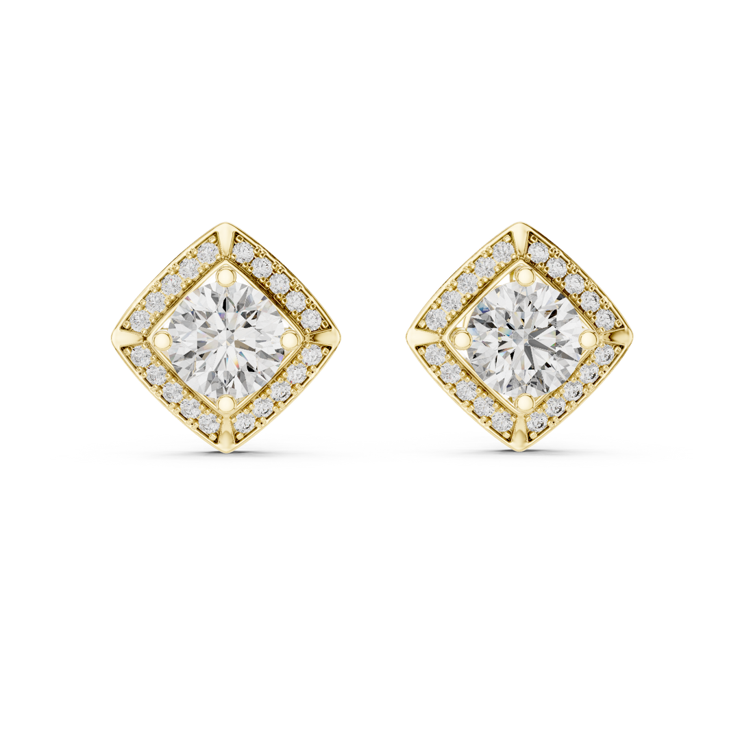 3ct Lab Grown Diamond Square Style Stud Earrings
