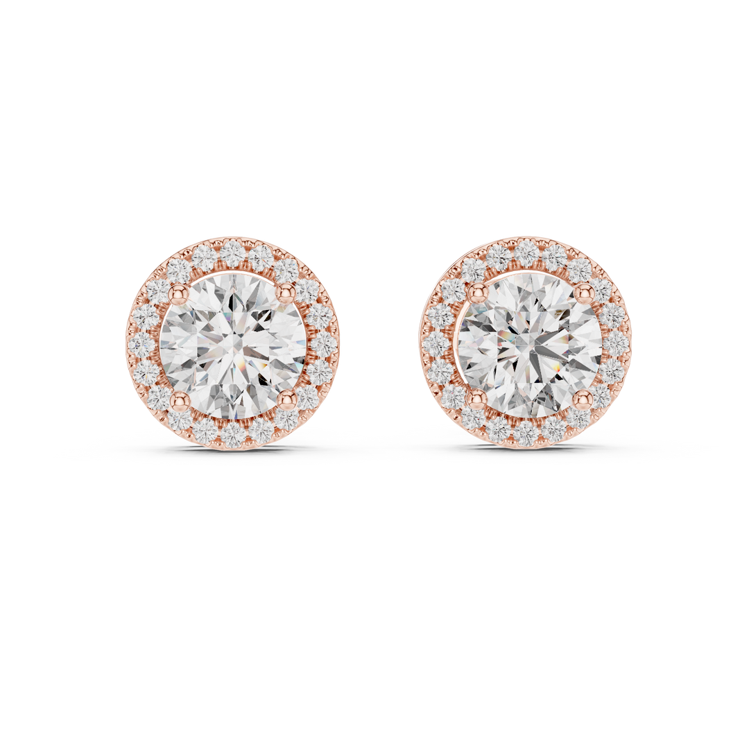 3ct Lab Grown Diamond Halo Stud Earrings
