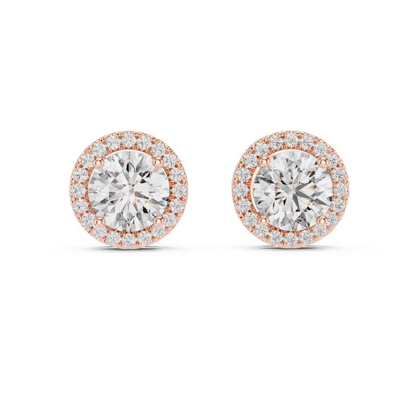 3ct Lab Grown Diamond Halo Stud Earrings - ER-0015@7