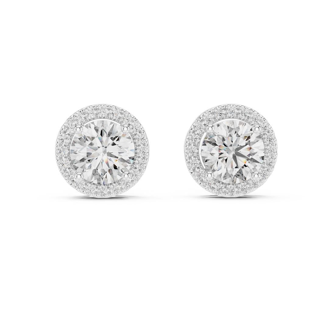 3ct Lab Grown Diamond Halo Stud Earrings