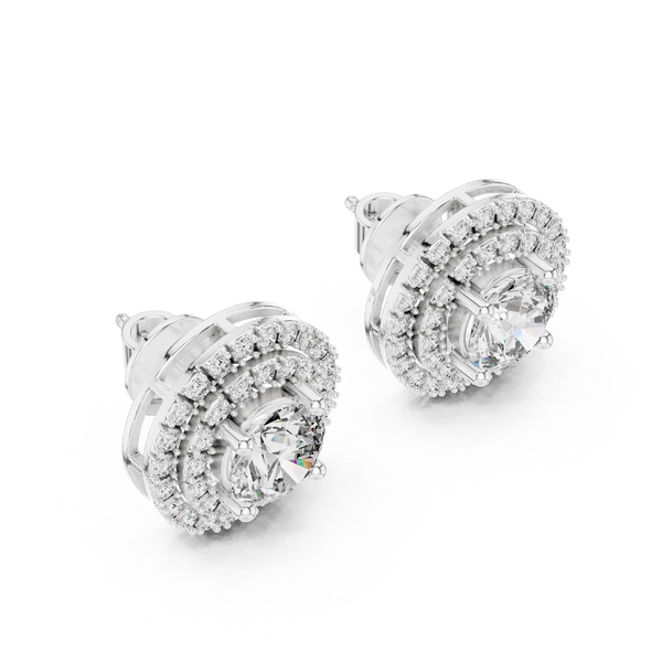 3.5ct Lab Grown Diamond Double Halo Stud Earrings