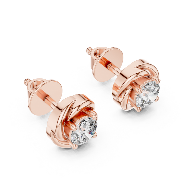 0.50ct Lab Grown Diamond Rose Flower Stud Earrings