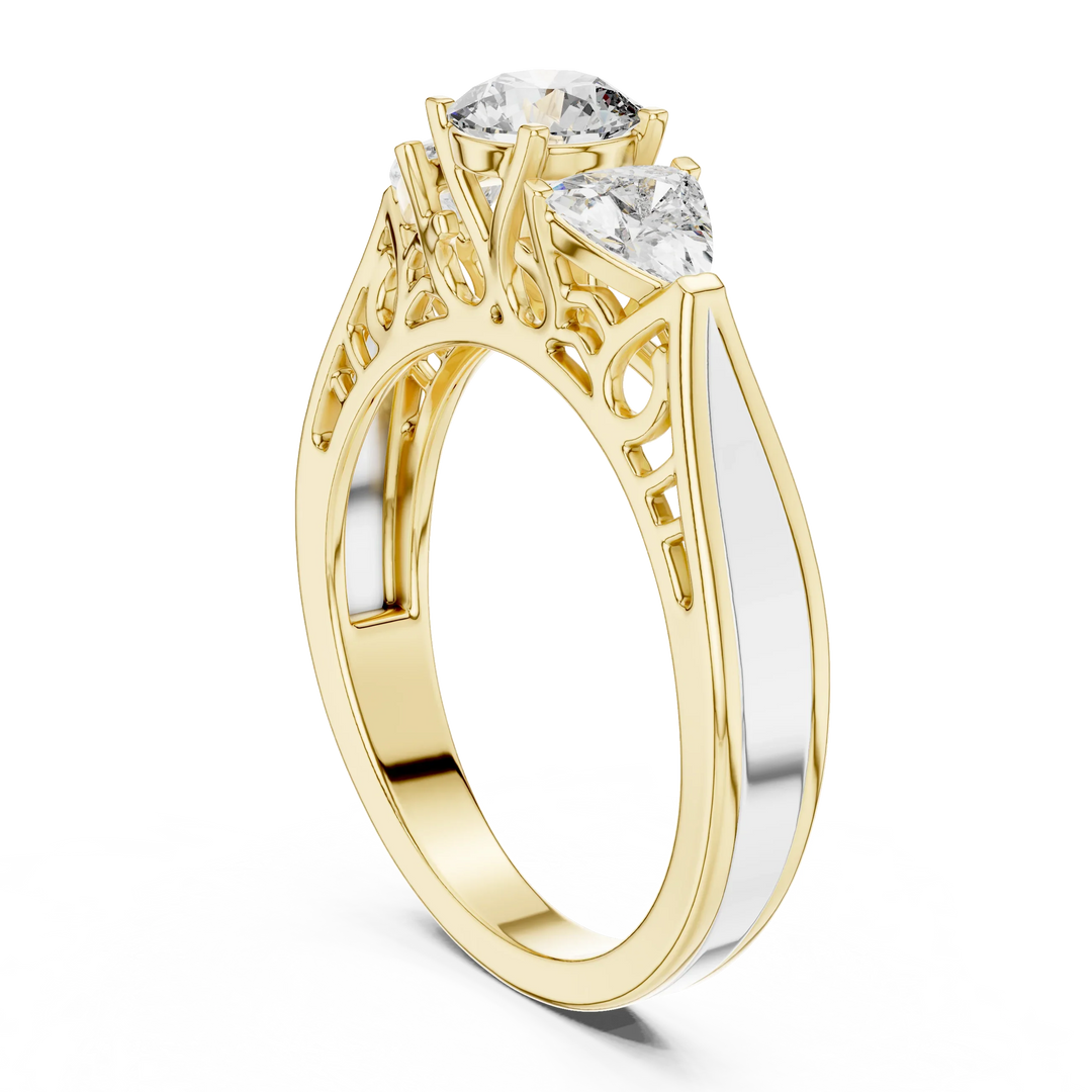 1.02ct Lab Grown Diamond Ring - Round & Trillion Cut Diamonds