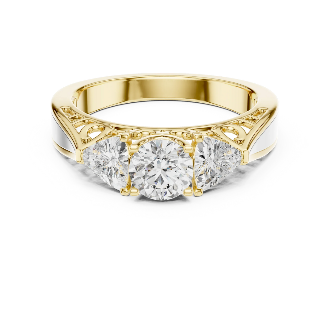 1.02ct Lab Grown Diamond Ring - Round & Trillion Cut Diamonds