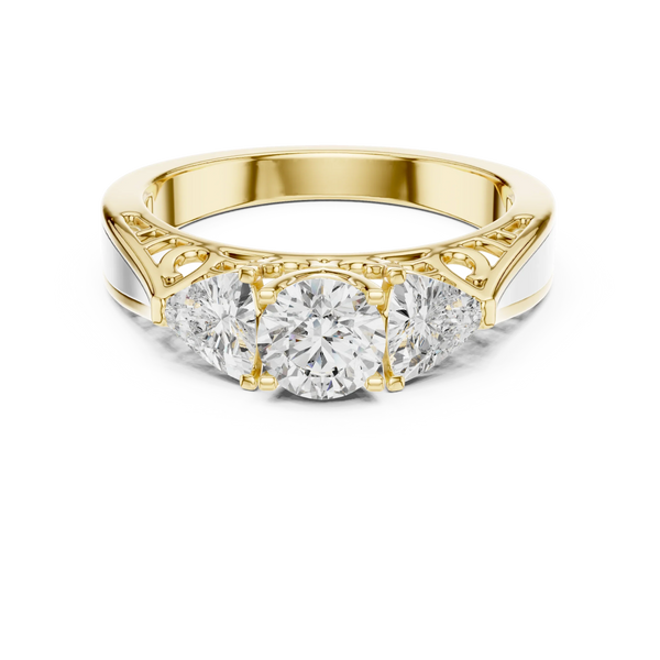 1.02ct Lab Grown Diamond Ring - Round & Trillion Cut Diamonds
