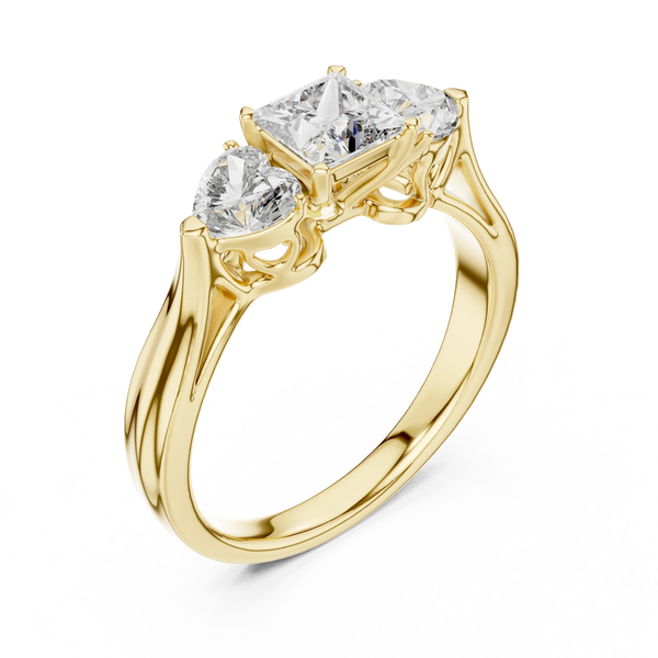 1.27ct Lab Grown Diamond Ring - Princess & Heart Cut Diamonds