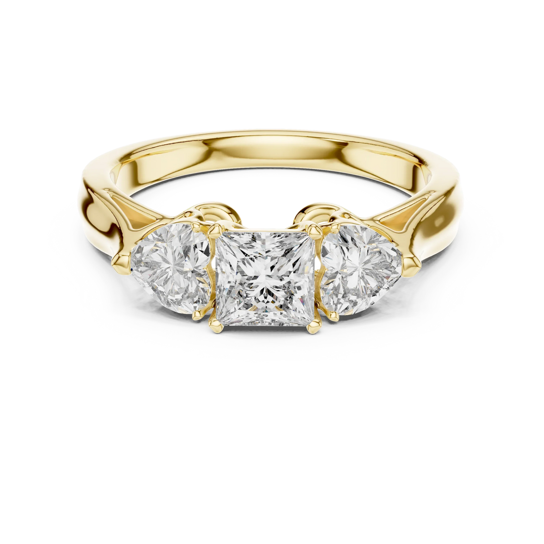 1.27ct Lab Grown Diamond Ring - Princess & Heart Cut Diamonds