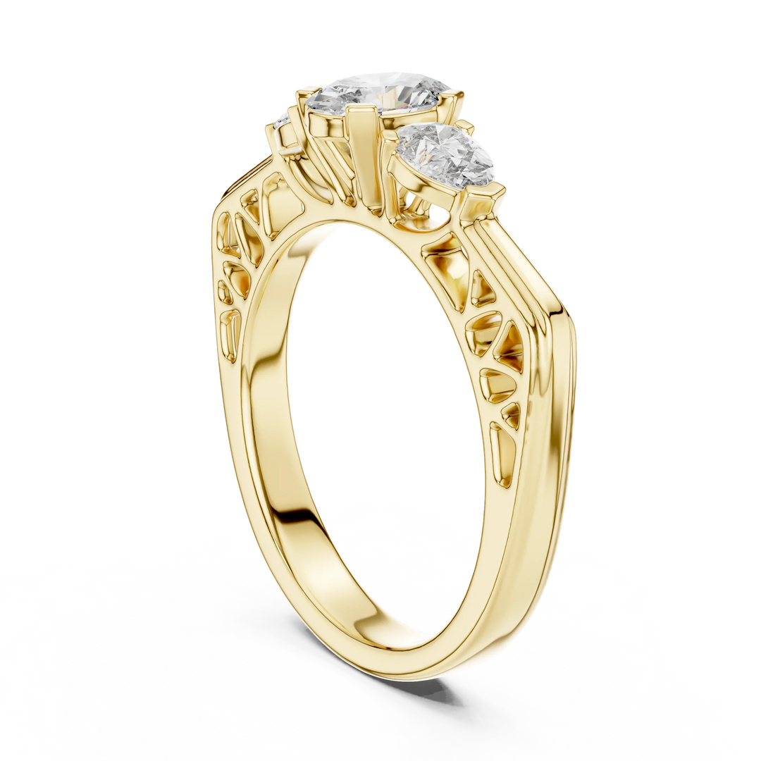 1ct Lab Grown Diamond Ring - Pear & Oval Cut Diamonds